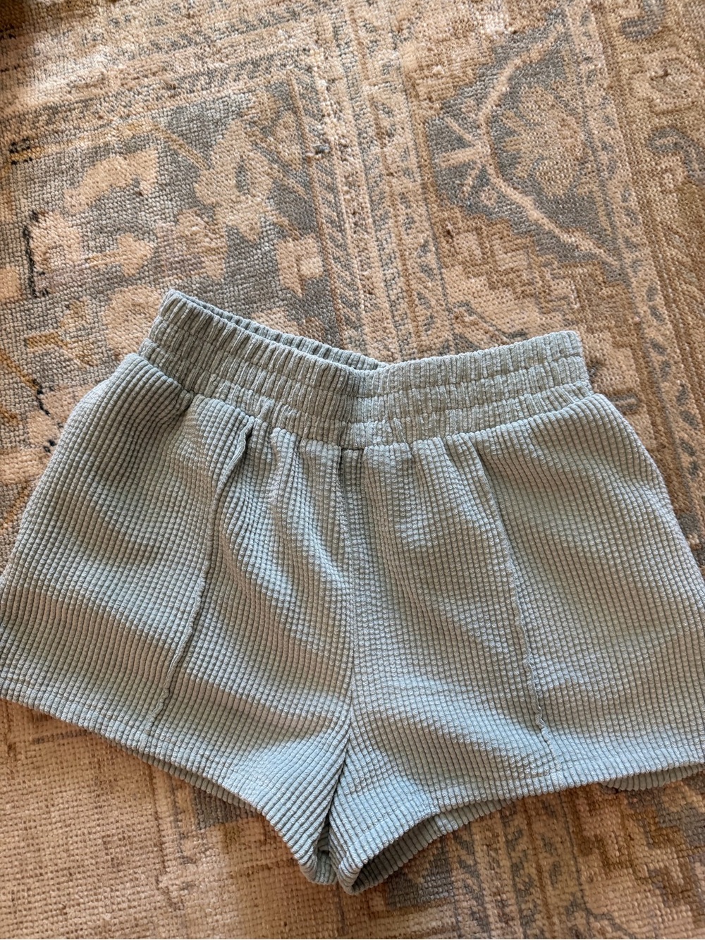 BDG Light Green Waffle-Knit Lounge Shorts